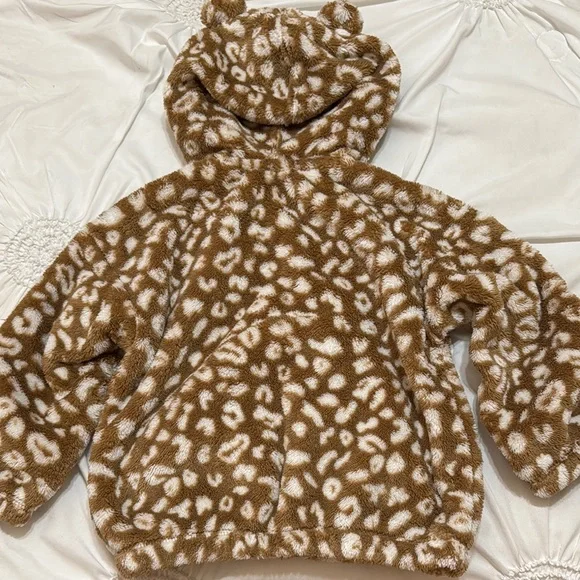 Old Navy Brown Leopard Print Fleece Hoodie - Picture 3 of 3